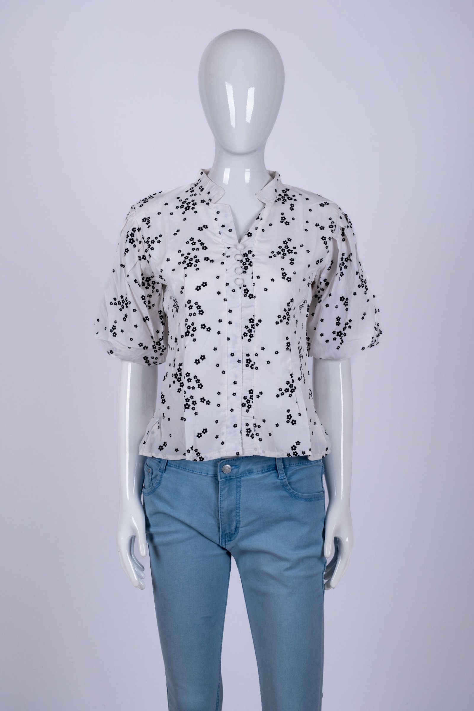 Women's White floral print top