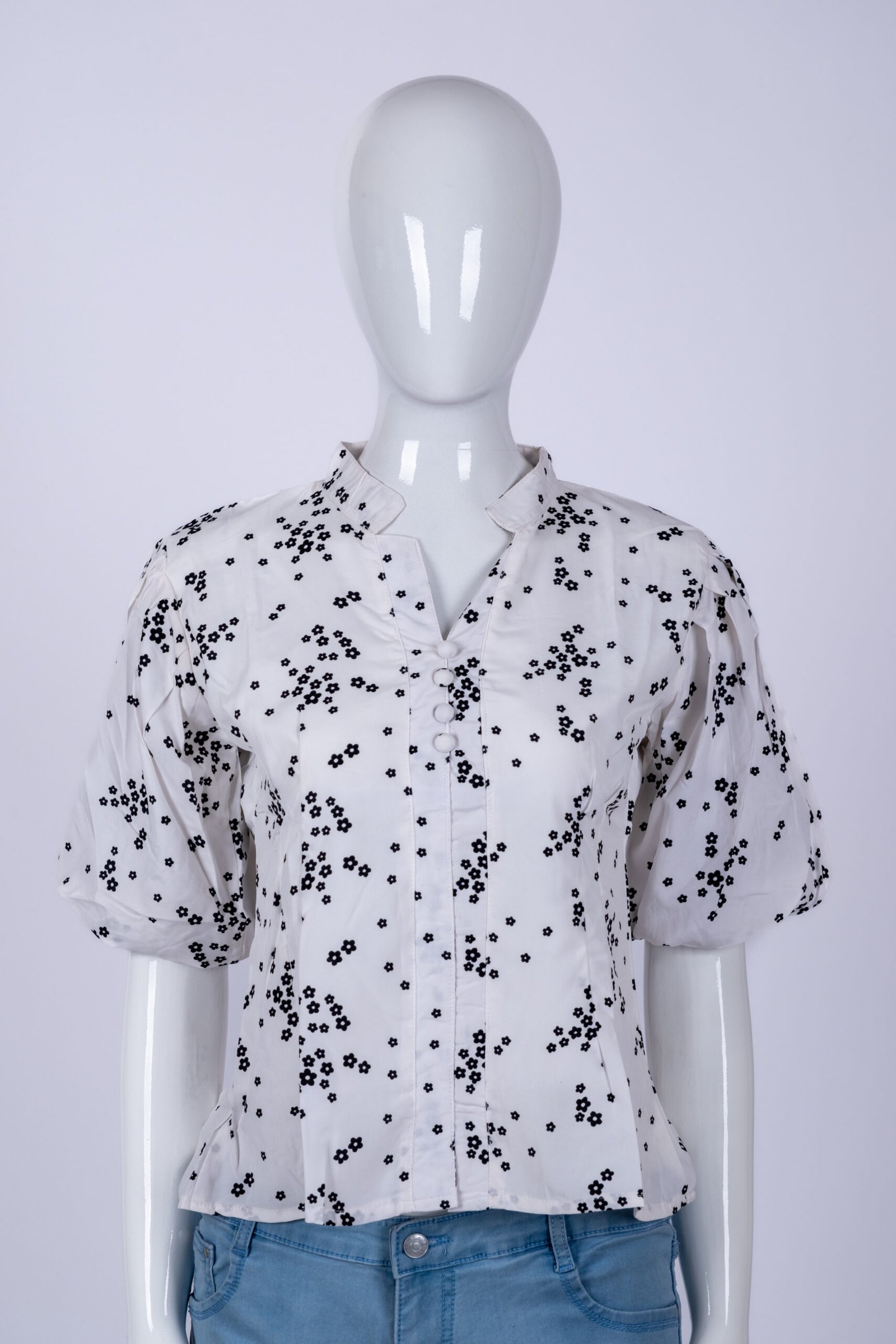 Women's White floral print top