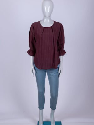 Women's Burgundy striped top