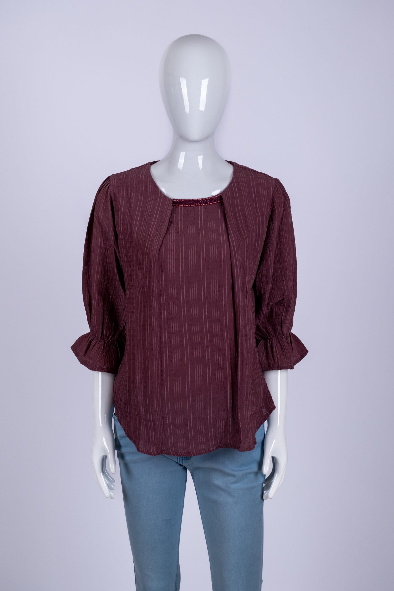 Women's Burgundy striped top