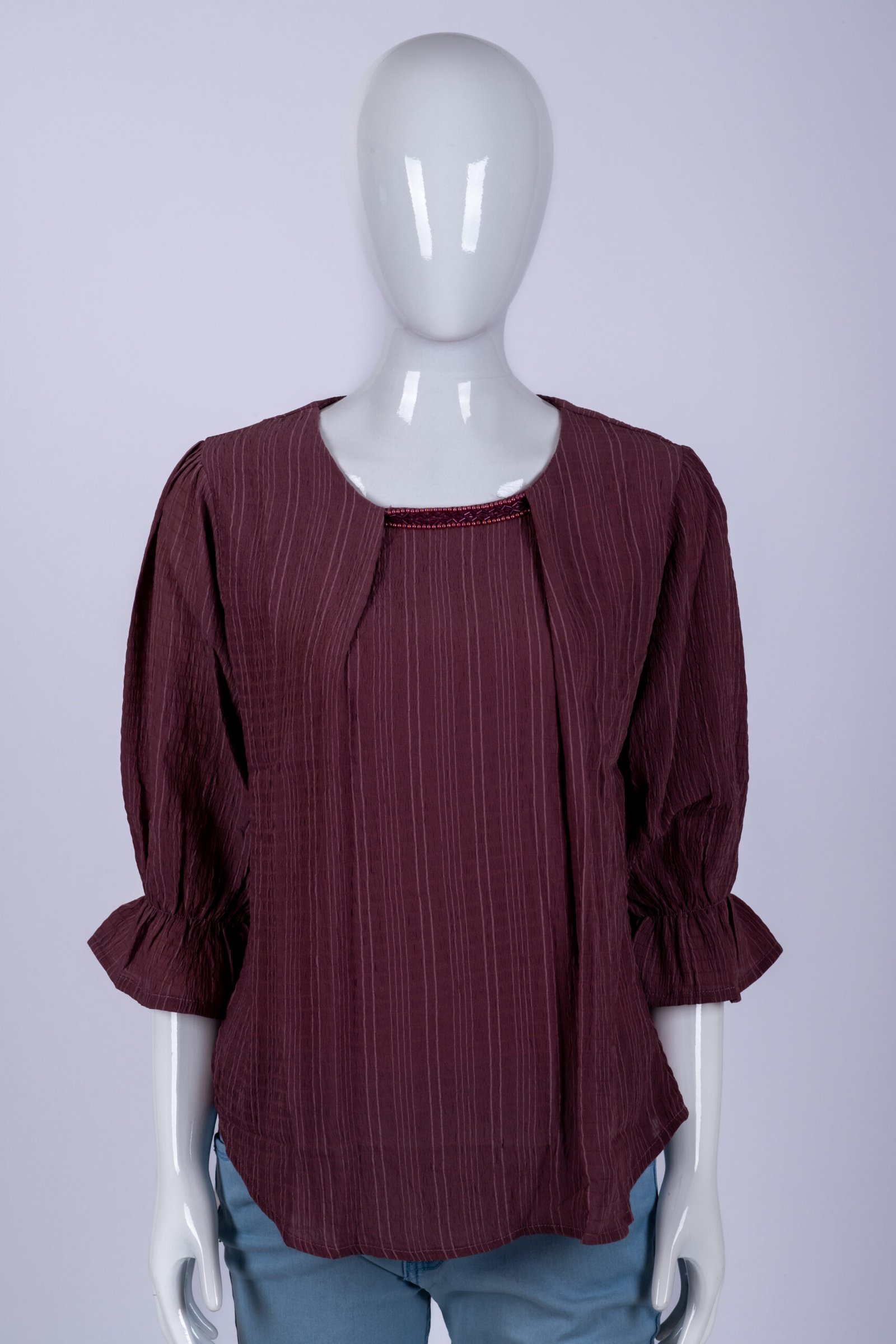 Women's Burgundy striped top