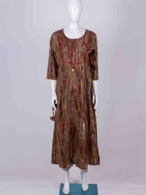 Women's Brown floral printed kurta set