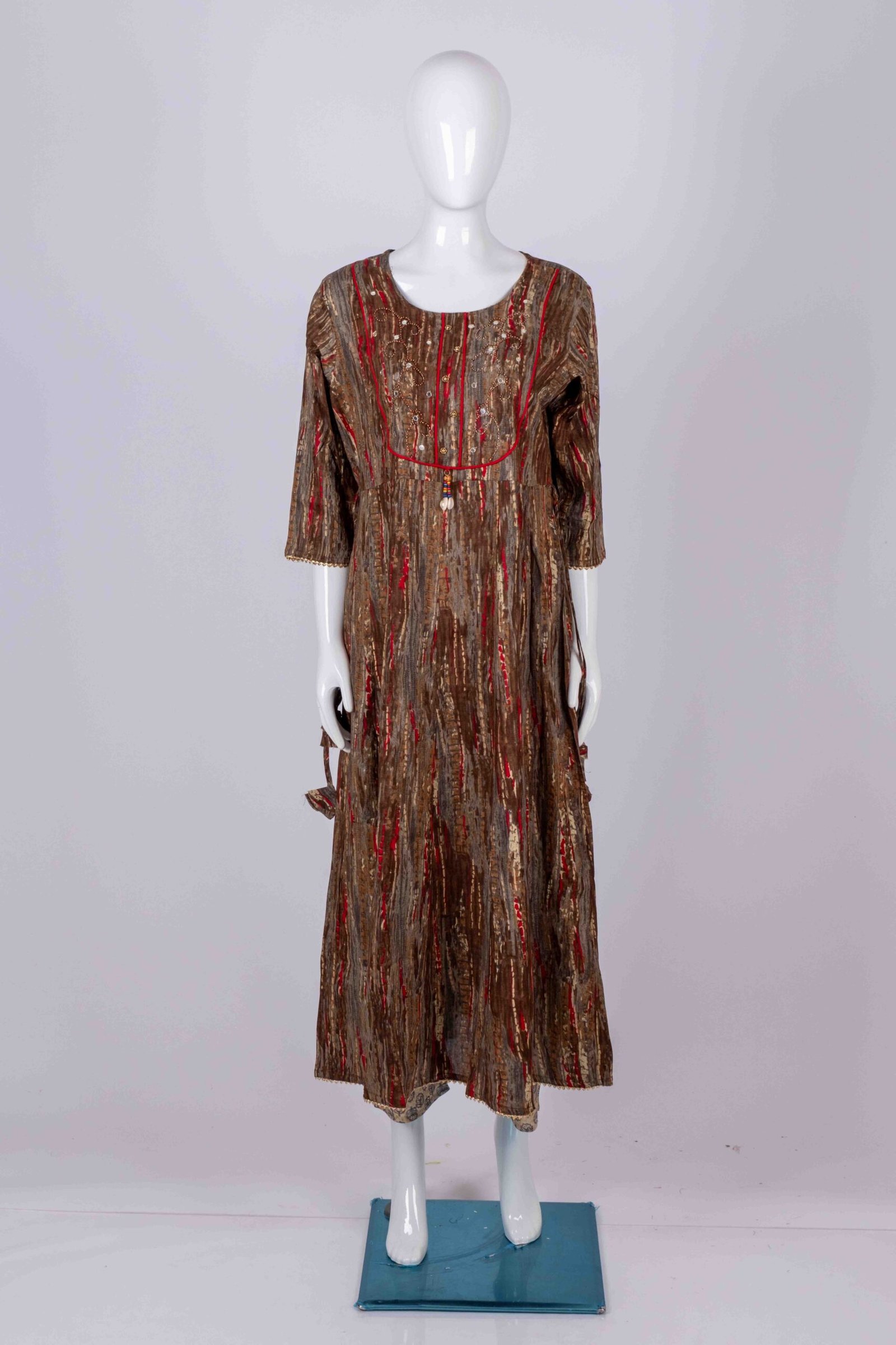 Women's Brown floral printed kurta set