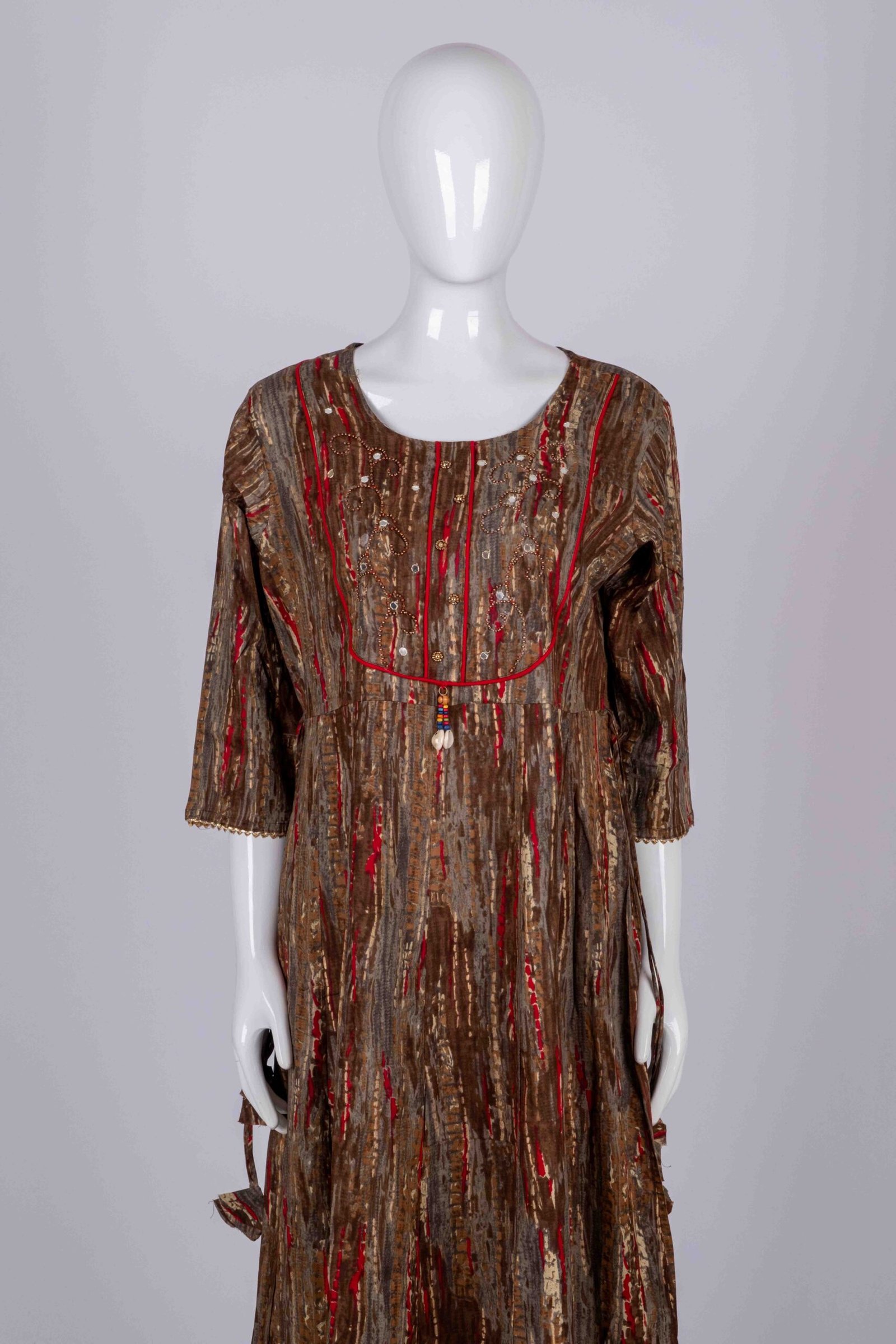 Women's Brown floral printed kurta set