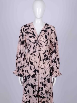 Women's Pink and Black printed resort wear maxi dress