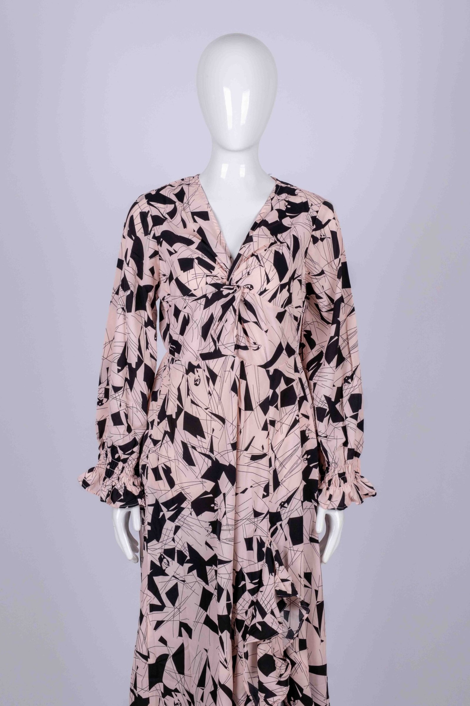 Women's Pink and Black printed resort wear maxi dress