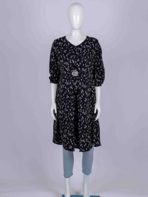 Women's Black dalmatian printed midi dress