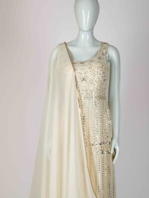 Women's White Embroidered Palazzo set