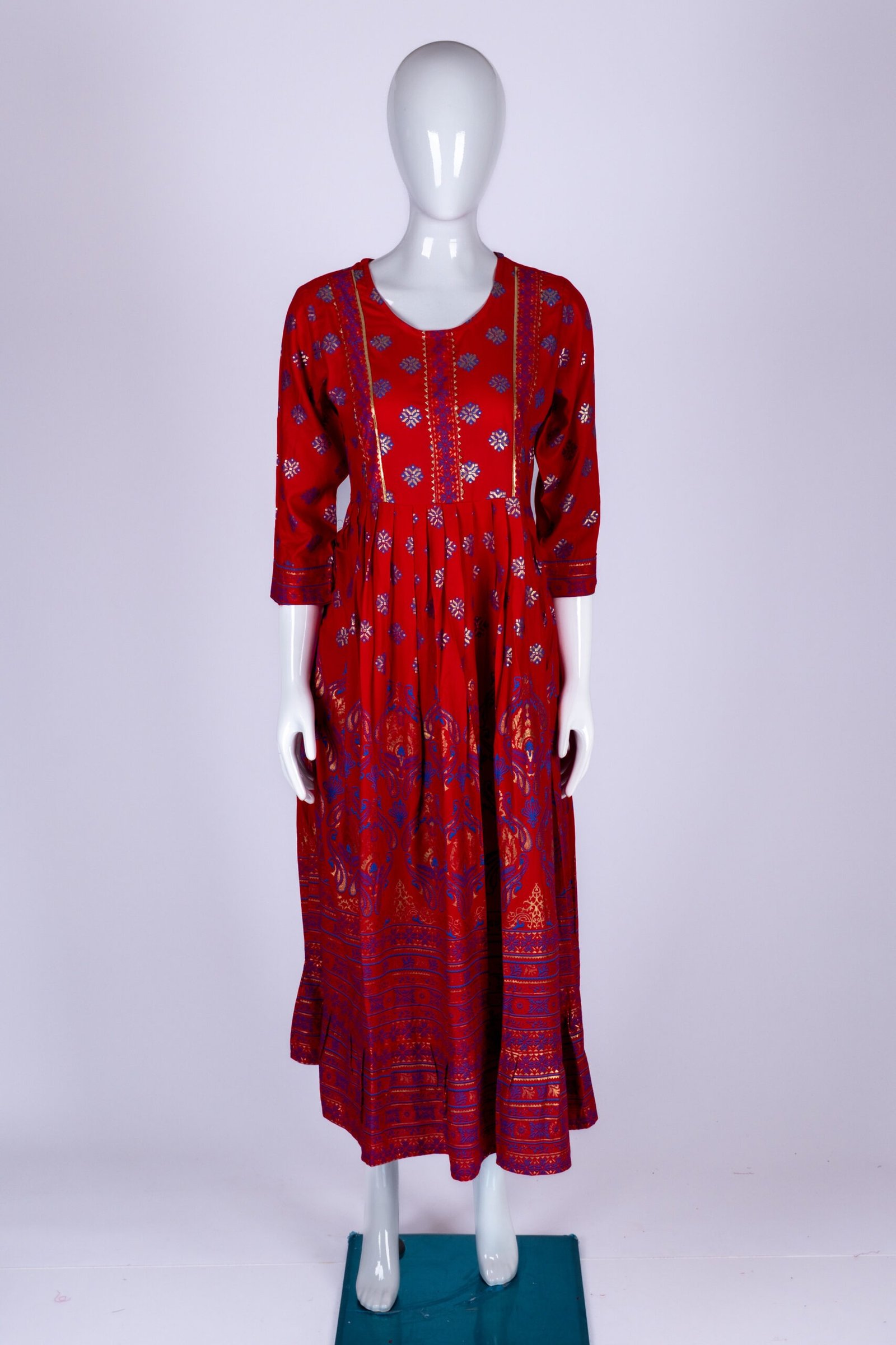 Women's Tomato Red Floral Printed Kurta Top