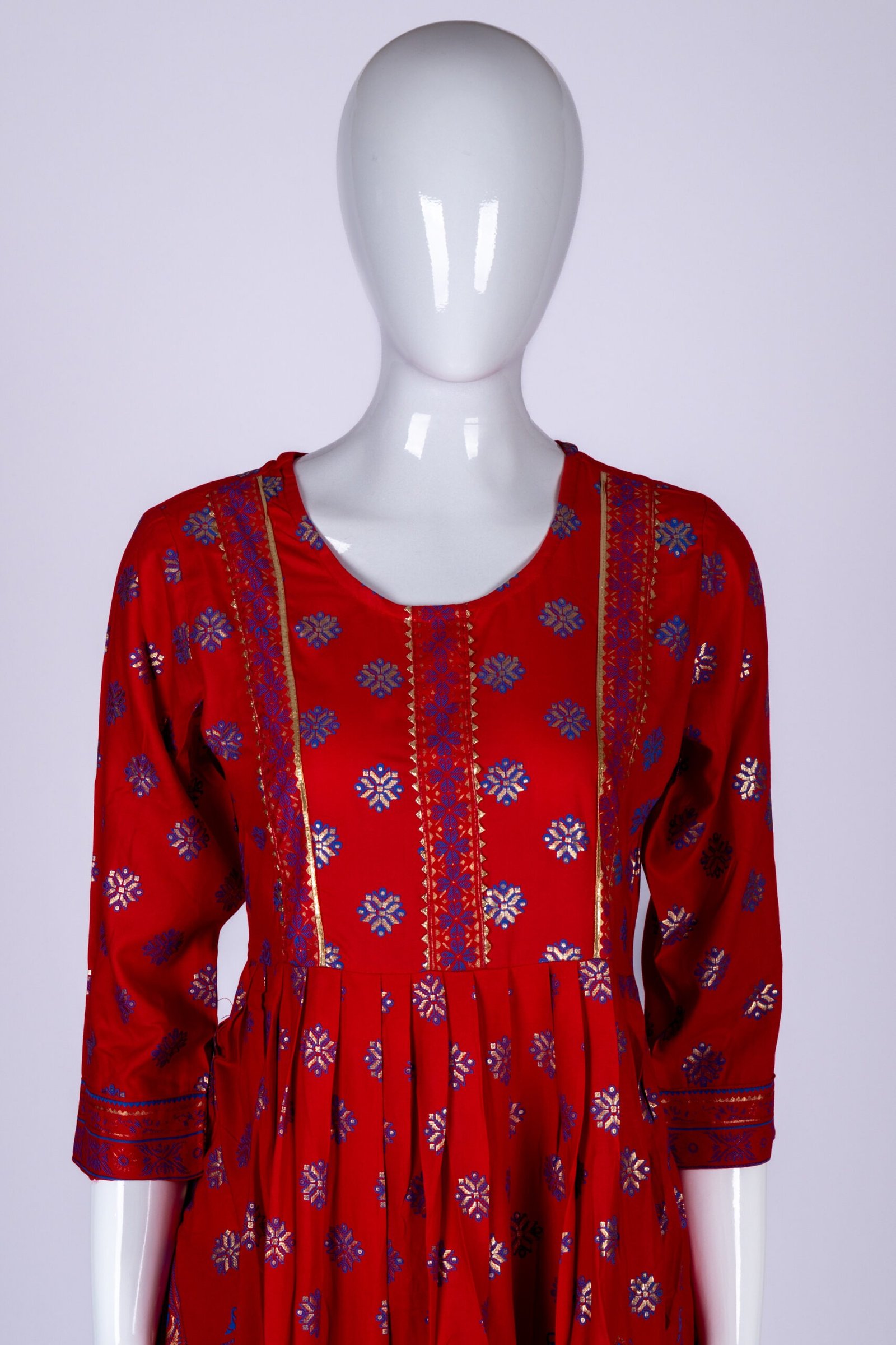 Women's Tomato Red Floral Printed Kurta Top