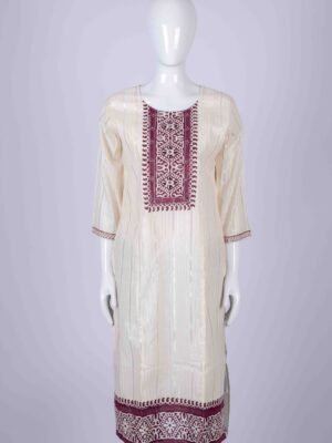 Women's Off-White Maroon ethnic print kurta top