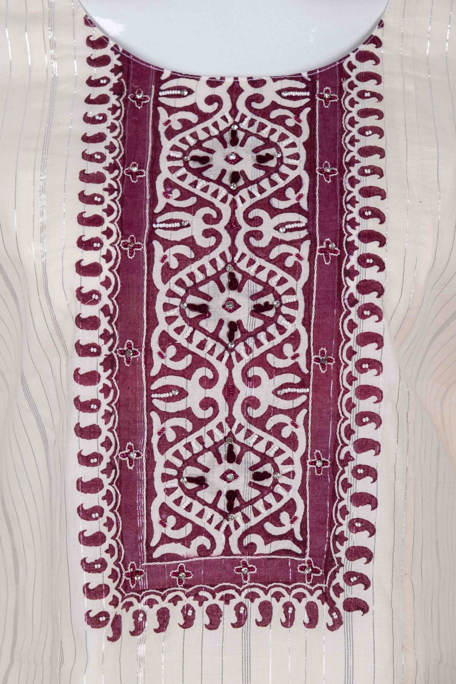 Women's Off-White Maroon ethnic print kurta top