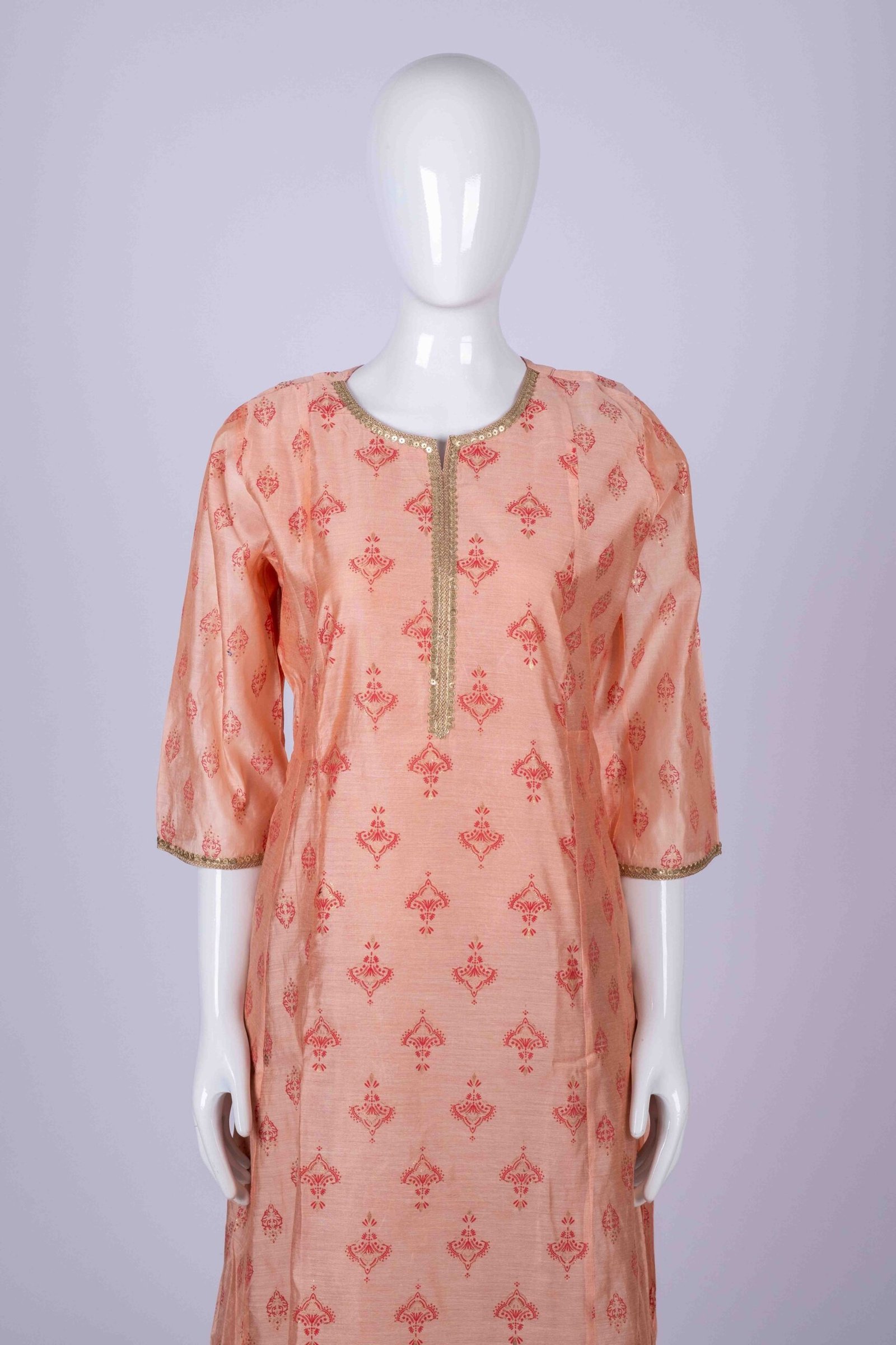 Women's Peach ethnic printed kurta top