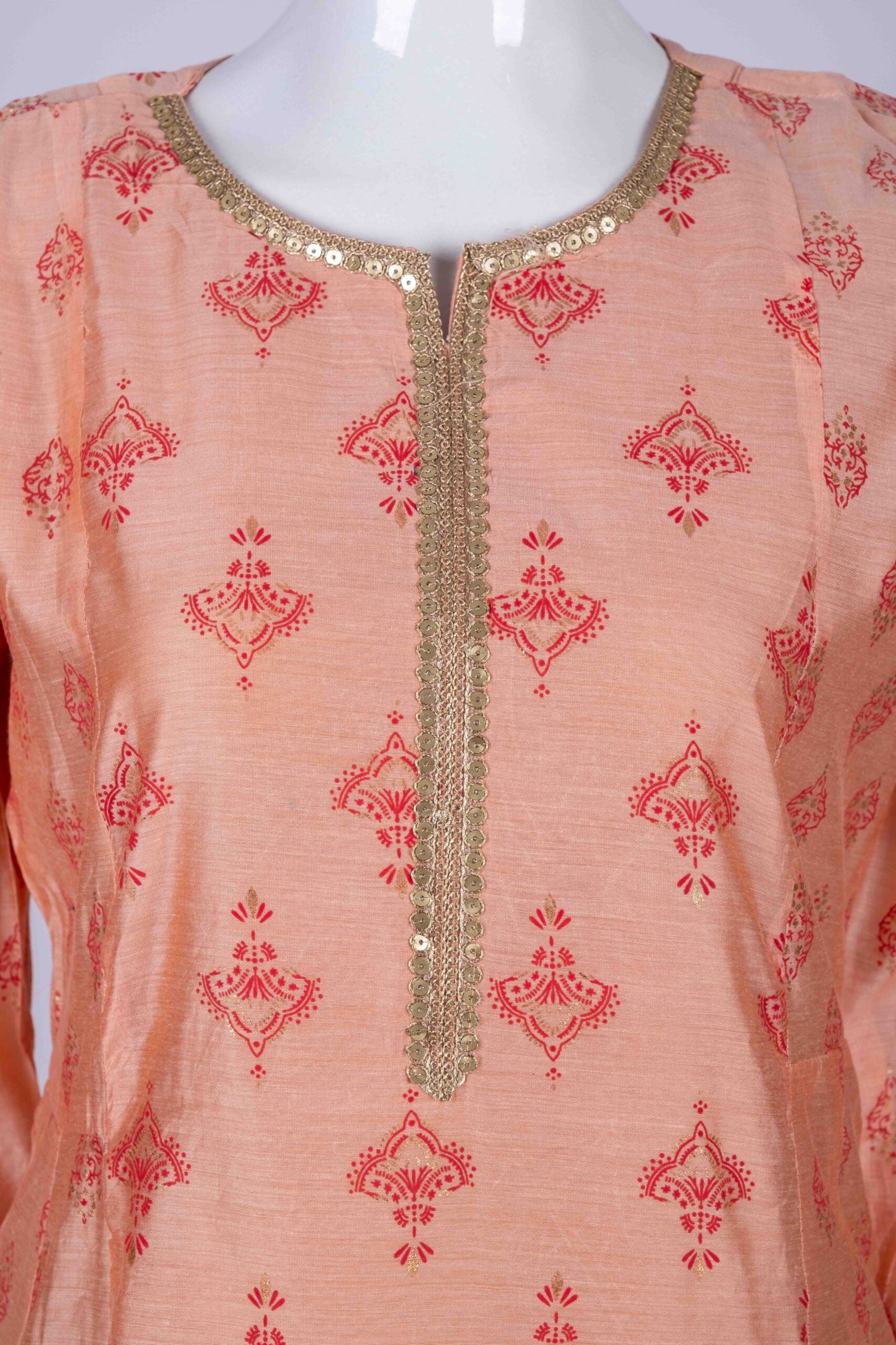 Women's Peach ethnic printed kurta top