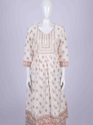 Women's White floral ethnic printed kurta top