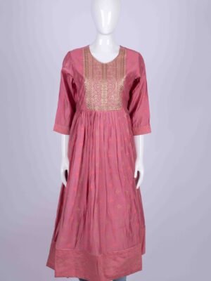 Women's Pink ethnic print kurta top