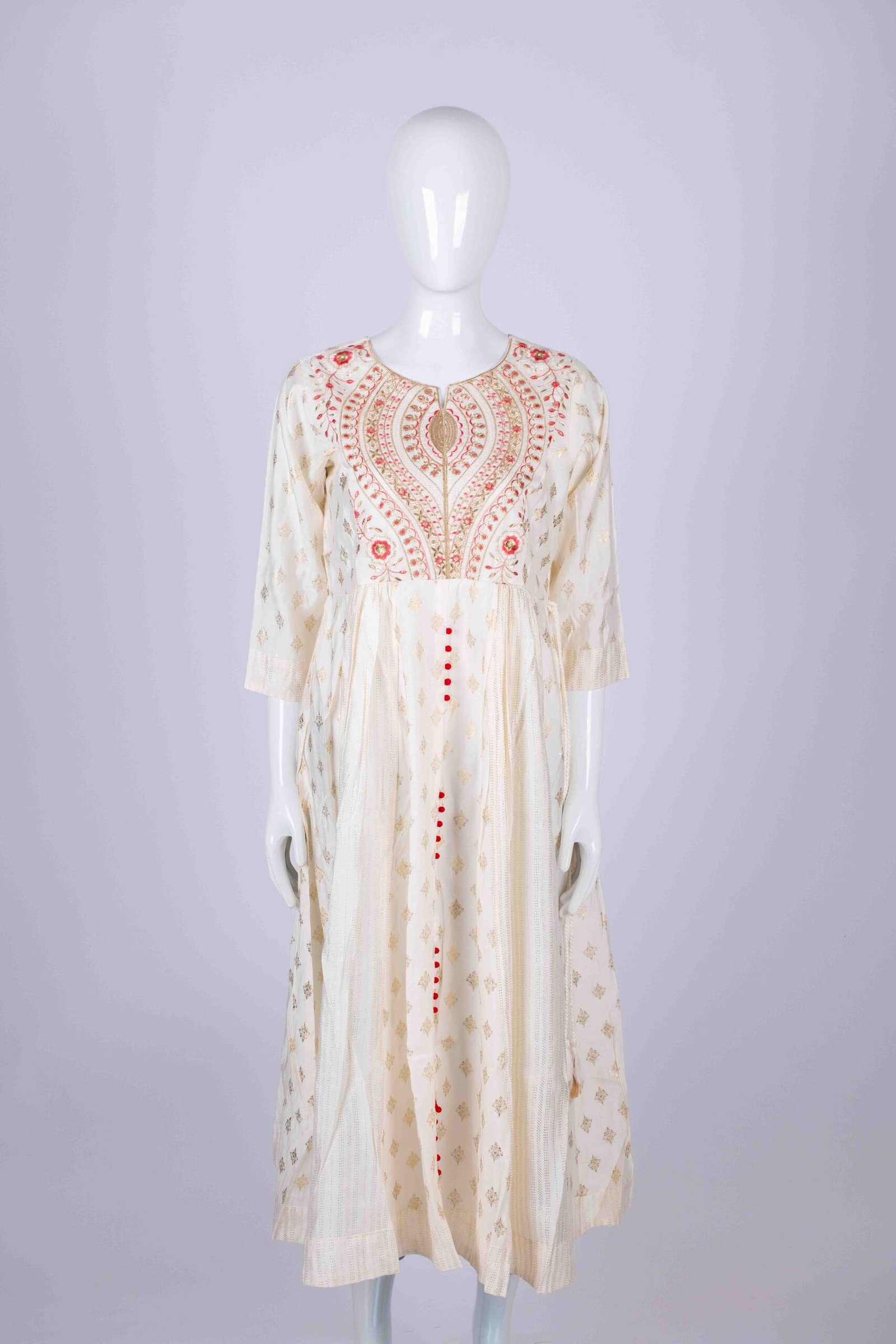 Women's White kurta top with ethnic embroidery