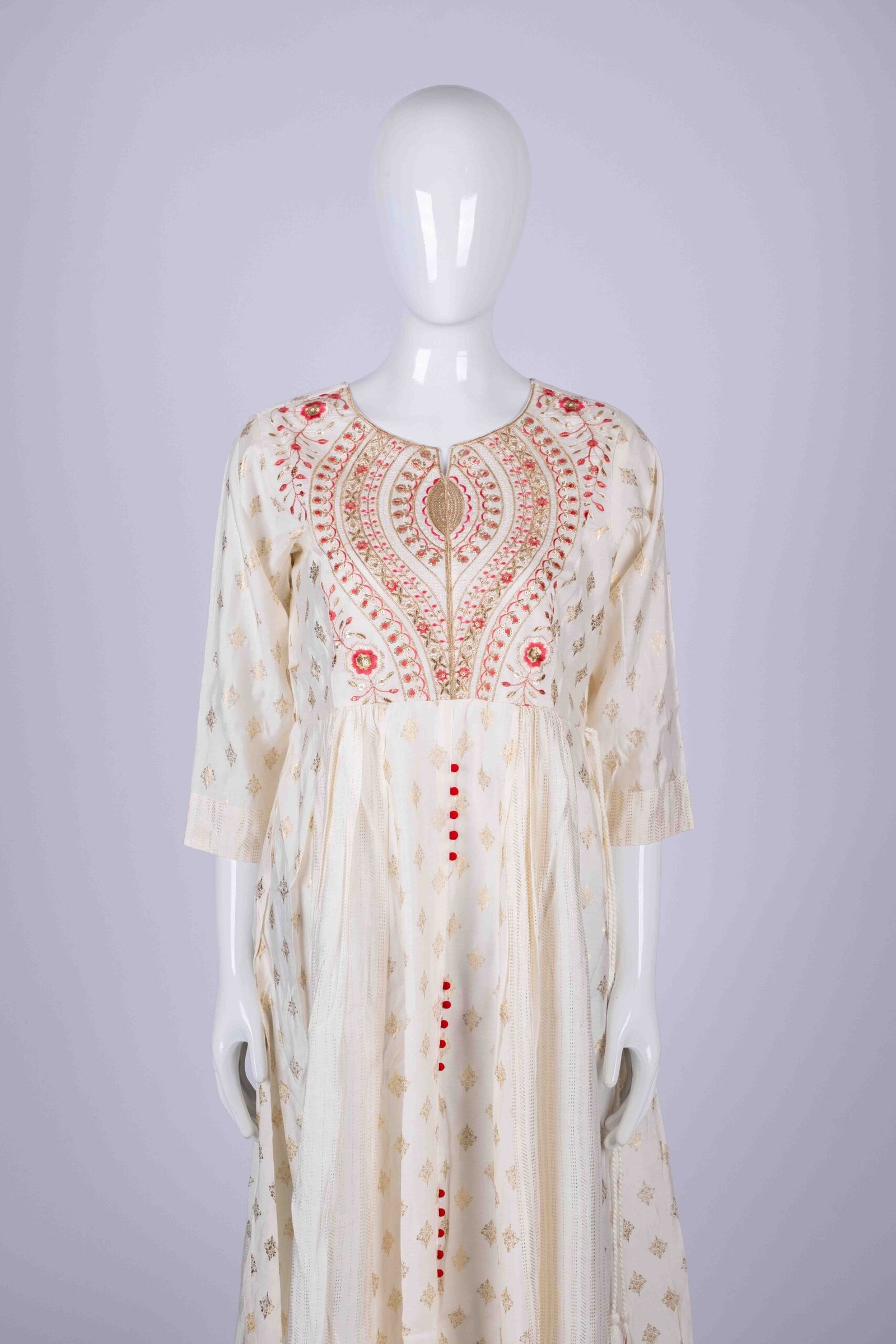 Women's White kurta top with ethnic embroidery