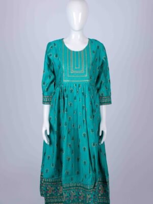 Women's Green floral ethnic printed kurta top