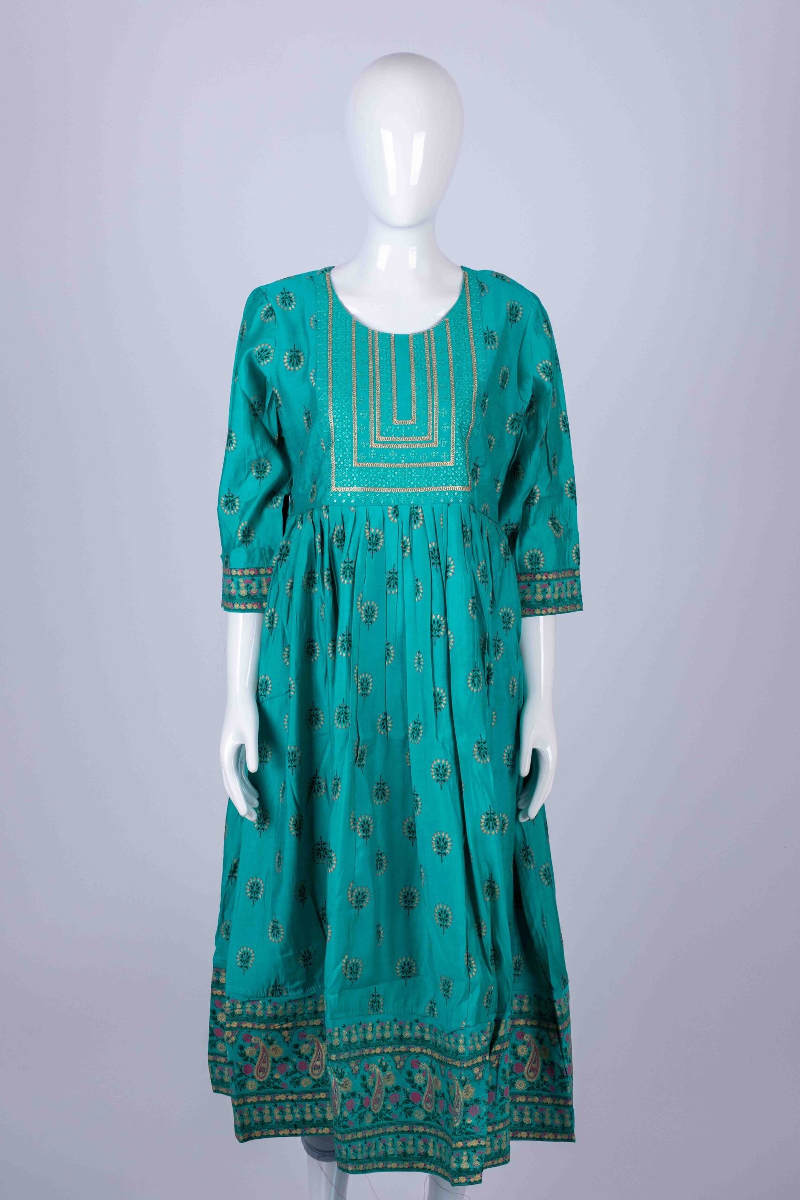 Women's Green floral ethnic printed kurta top