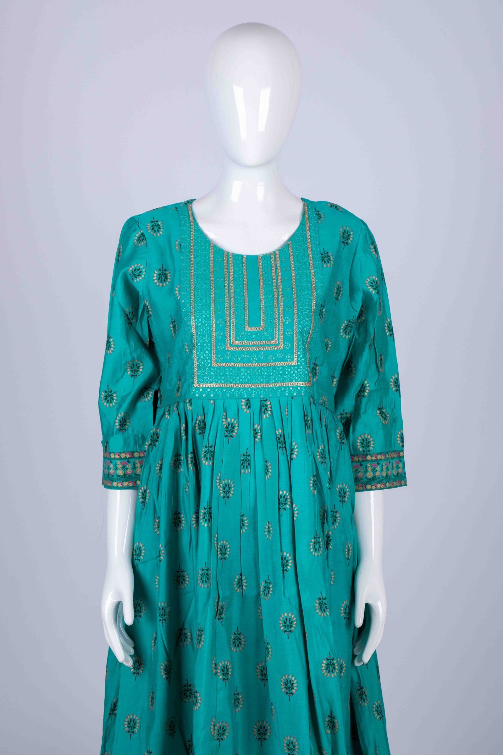 Women's Green floral ethnic printed kurta top