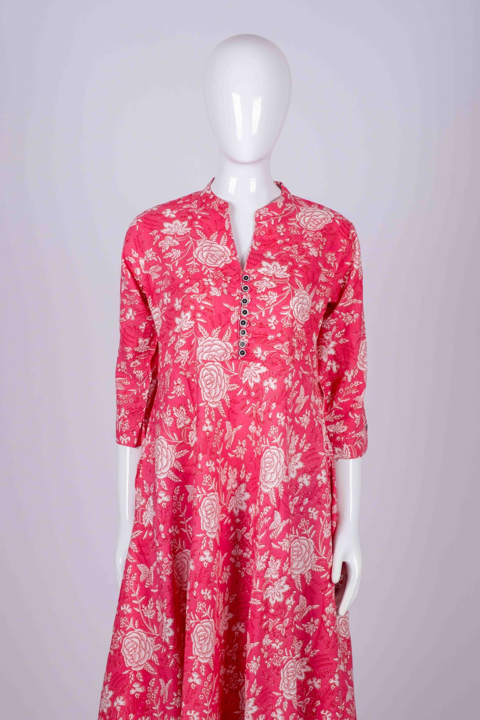 Women's Peachy Pink floral printed kurta top