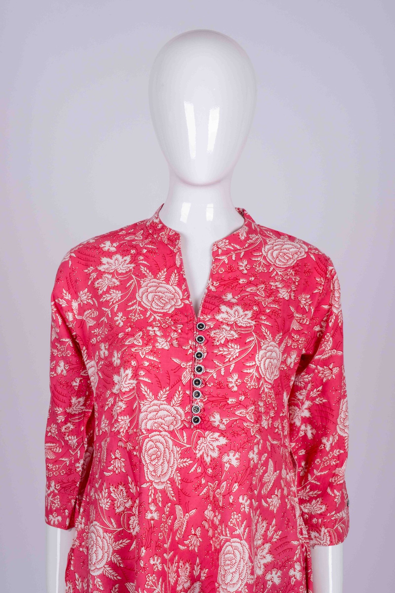 Women's Peachy Pink floral printed kurta top