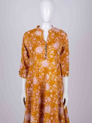 Women's Yellow floral printed kurta top