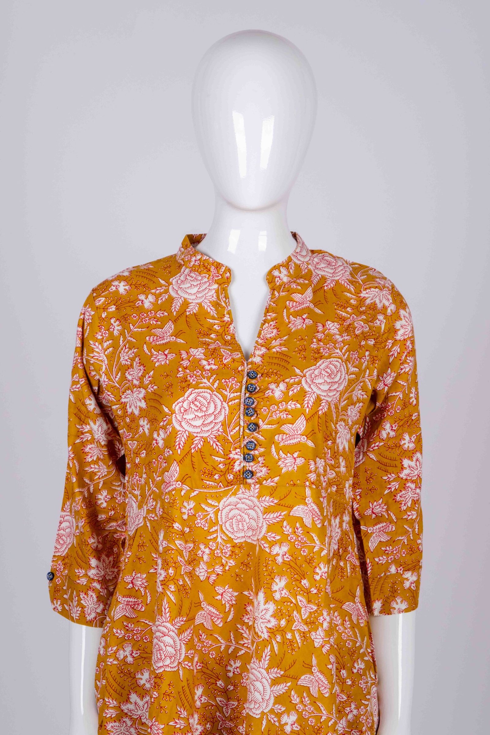 Women's Yellow floral printed kurta top