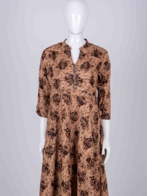 Women's Beige floral printed kurta top